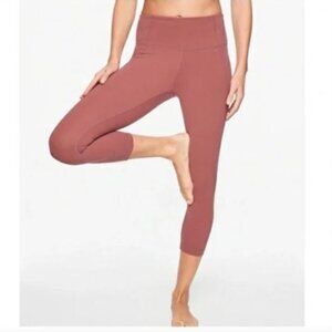 ATHLETA Salutation Crop Capri Leggings Powervita Soft Stretch Dusty Rose S Women